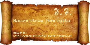 Wasserstrom Henrietta névjegykártya